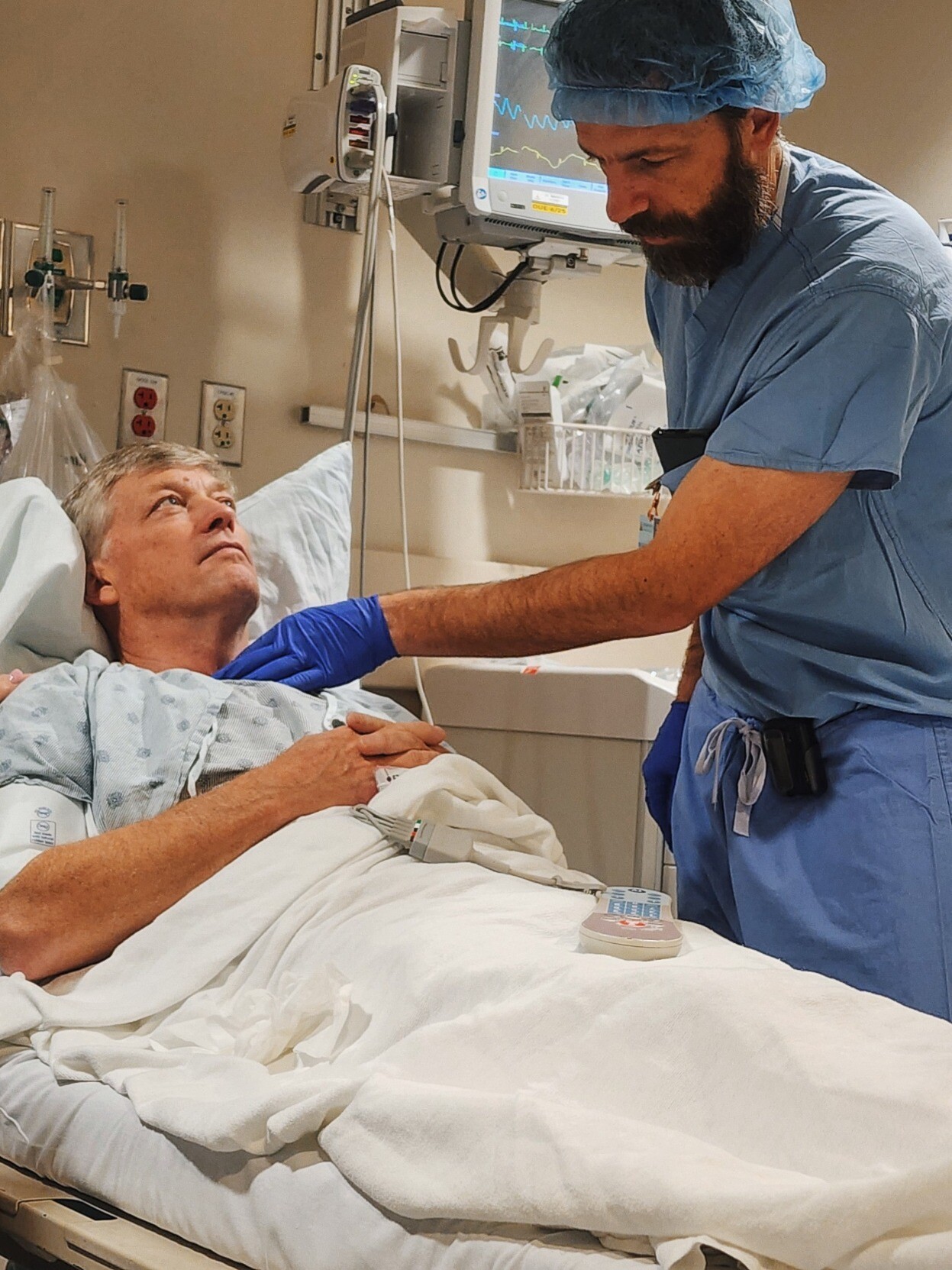 Trevor Polder at Johns Hopkins right before Tracheostomy