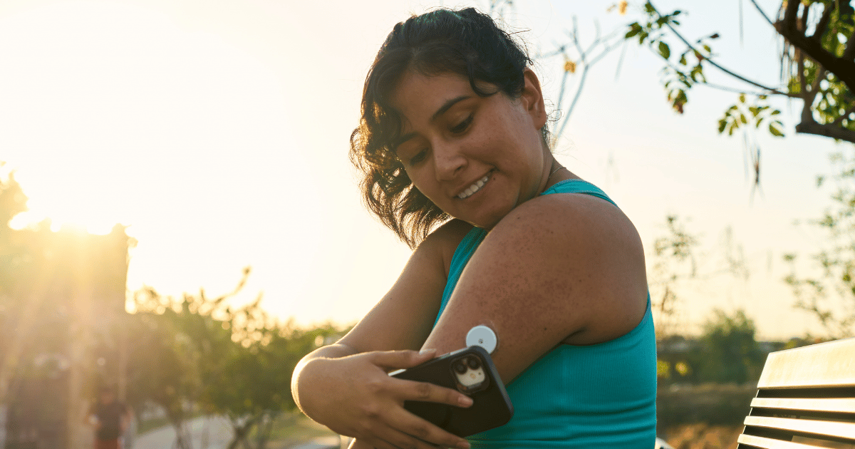 Diabetic woman checking her blood glucose